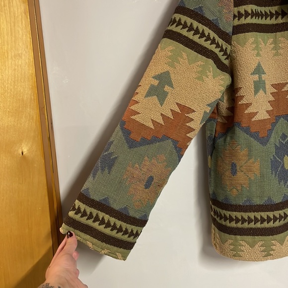 Expose France USA Italy. pattern blazer! Size L, worn by a Petite woman! - Picture 5 of 6